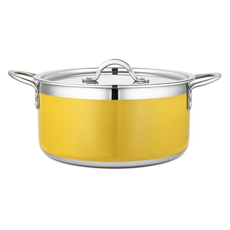 Bon Chef Country French 2 Pot W/Cover 10 1/8"Diax4 3/4"H 5 Qt 22 Oz - Yellow 71303-CF2-Y